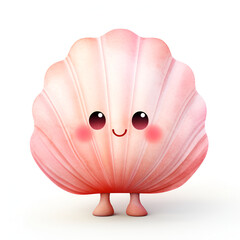 This charming image showcases a super cute clam character with a soft pink hue and a sweet smiling face, giving it a friendly appearance that's perfect for children's books and educational materials a