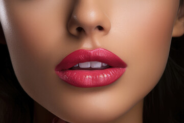 Fototapeta premium Female face with make-up with sensual open mouth