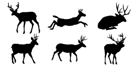 set of reindeer silhouettes