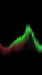 A wave of particles. Futuristic background of blue, yellow and red dots with a dynamic wave. Big data. 3d rendering.