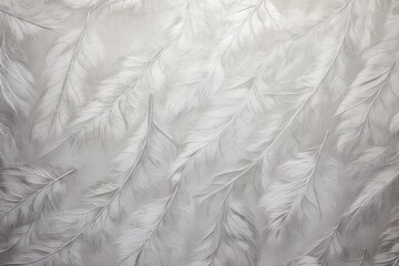  a black and white photo of a feathery pattern on a sheet of white paper with a black bird sitting on top of it.
