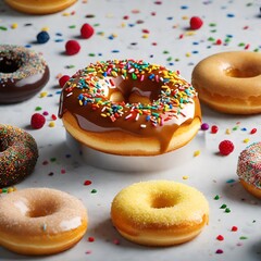 Collection of colorful donuts for Donut Day and
Mardi Gras