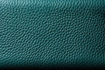 Fotobehang  a close up of a teal leather texture with a small amount of stitching on the top of it. © Nadia