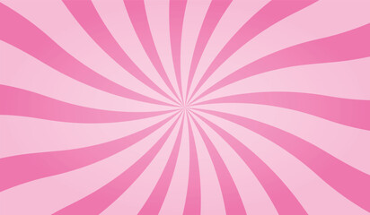 Candy color sunburst background. Abstract pink cream sunbeams design wallpaper. Colorful spinning lines for template, banner, poster, flyer. Vector backdrop