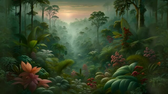 wallpaper jungle and leaves tropical forest mural parrot and birds butterflies background video