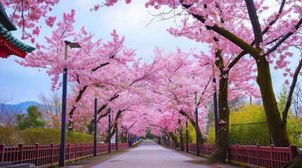 Beautiful view of cherry blossoms