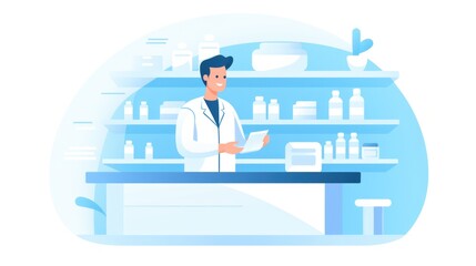 Obraz premium a pharmacist , icon illustration, flat design 