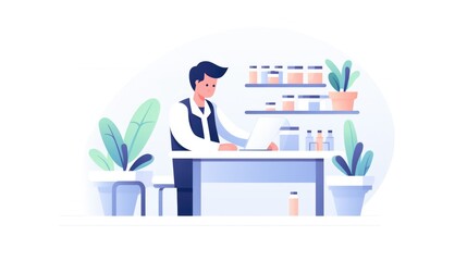 a pharmacist , icon illustration, flat design	
