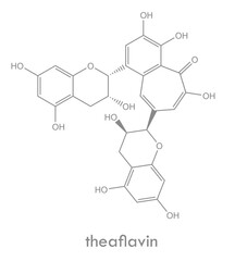 Theaflavin structure. Antioxidant polyphenol molecule found in tea.