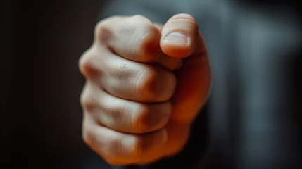 Foto op Plexiglas Close-up of fist held forward expressing strength and determination © OKAN