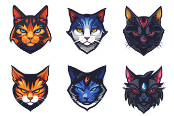 Esport vector logo cat, icon, vector, sticker, set, collection, group, head