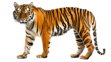 Majestic Tiger Standing on White Background