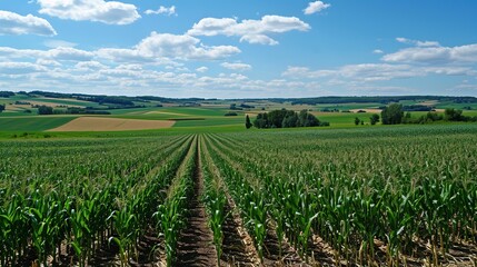 Green corn field farming - obrazy, fototapety, plakaty