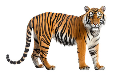 Majestic Tiger Standing by White Background