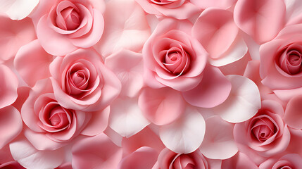 Pink Rose and petals top view
