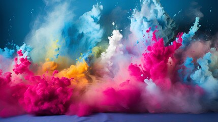 Fototapeta na wymiar Abstract art powder paint on white background. Colorful powder splatted background for Holi celebration.