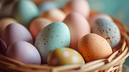 Fototapeta na wymiar Close Up Of Pastel Colored Easter Eggs