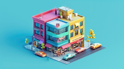 isometric 3d rendering of building icon