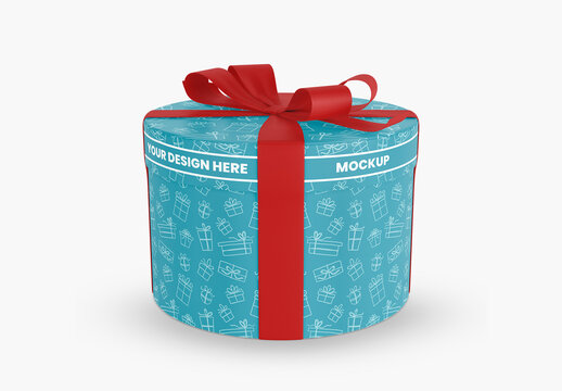 Round Gift Box Mockup