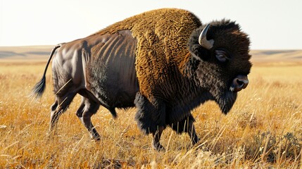 american buffalo in the field - obrazy, fototapety, plakaty
