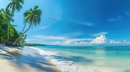 Fototapeta na wymiar Beautiful tropical island with palm trees and beaches