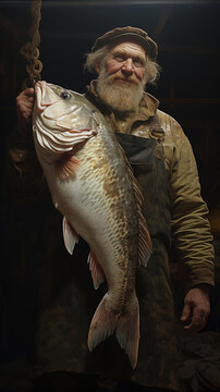fish monger or fisherman with big screi cod