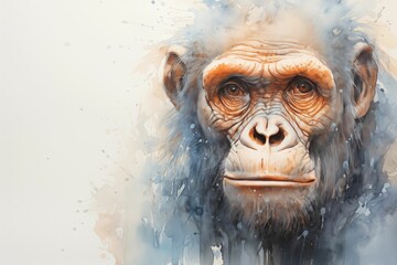 Monkey watercolour on a white background