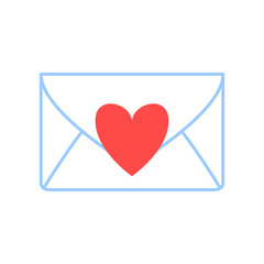 Closed envelope clipart doodle element with a stamp. Valentine's Day sticker illustration design
