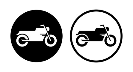 Classic motor cycle icon set in black color in circle. Classic motor bike side view vector icon isolated - Vector Icon