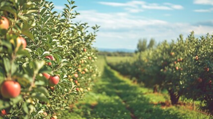 Fototapeta na wymiar apple farming fields