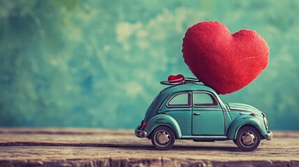 A tiny car figure carrying a heart