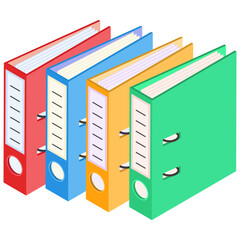 Isometric row of folders