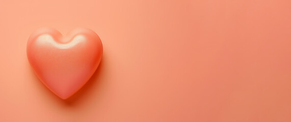 peach color 3d smooth heart on peach color background