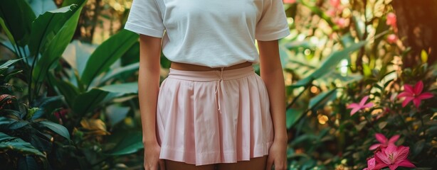 A close up of torso wearing a blank white unisex jersey short sleeve tee