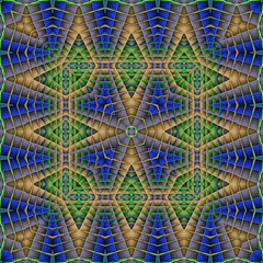 3d effect - kaleidoscopic geometric pattern - 713493525