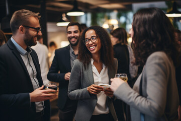 Young Professionals Networking at a Business Event - obrazy, fototapety, plakaty