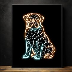 dog in neon art generative AI