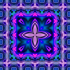 3d effect - abstract kaleidoscopic geometric pattern - 713495768