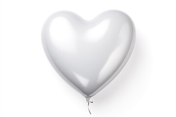 white color metallic balloon inflatable festival, in form of heart symbol of love, isolated