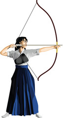 Girl Playing Japan Traditional Archery Sport