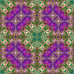 3d effect - abstract kaleidoscopic geometric pattern - 713495994
