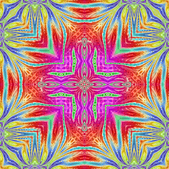 3d effect - abstract kaleidoscopic geometric pattern - 713496381