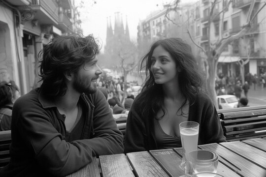 Couple in a bar in Barcelona