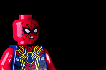 Naklejka premium LEGO Marvel's Spider-Man on a black background