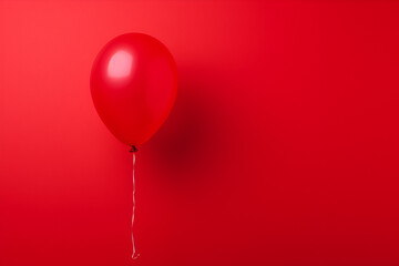Red balloon on red background. Space for text