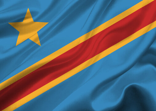Dr congo flag waving in the wind.