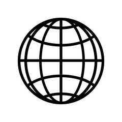 Flat globe earth worldwide international icon symbol. Simple line wireframe planet sign. Isolated on white backgound vector illustration design