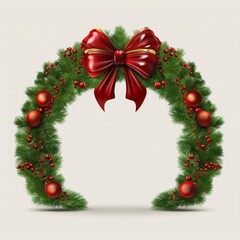 Fototapeta na wymiar Christmas homestead arch with ribbon image