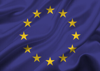 European union flag waving in the wind.
