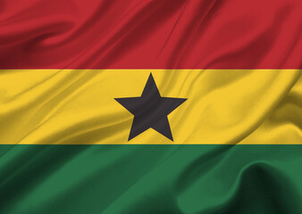 Ghana flag waving in the wind.